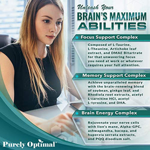 Premium Brain Supplement - Nootropic Brain Booster for Focus, Clarity, Improved Memory, Concentration & Better Mood - Brain Pills w/ Alpha-GPC, Lion’s Mane, Ginkgo Biloba & Bacopa Monnieri - 60 caps