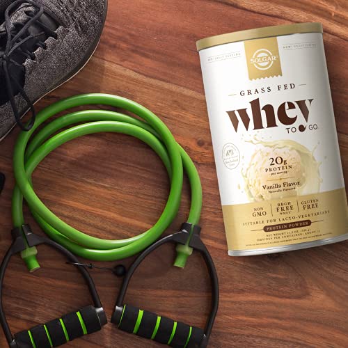 Solgar Grass Fed Whey to Go Protein Powder Vanilla, 11.9 oz - 20g of Grass-Fed Protein from New Zealand cows - Great Tasting & Mixes Easily - Supports Strength & Recovery - Non-GMO, 13 servings