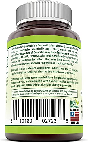 Herbal Secrets Quercetin 500 Mg Veggie Capsules (Non-GMO) - Supports Healthy Ageing, Cardiovascular Health, and Immune Health* (120 Capsules)