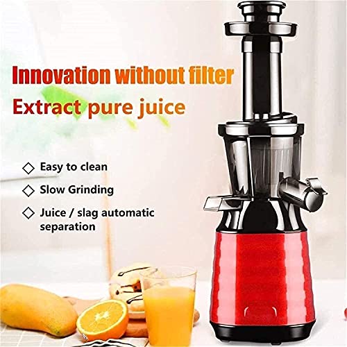 WXLBHD Juicer Machines, Slow Masticating Juicer, Automatic Separation of Slag Juice，Vertical Machine,Easy to Clean, BPA-Free, Quiet Motor (Color : Red)