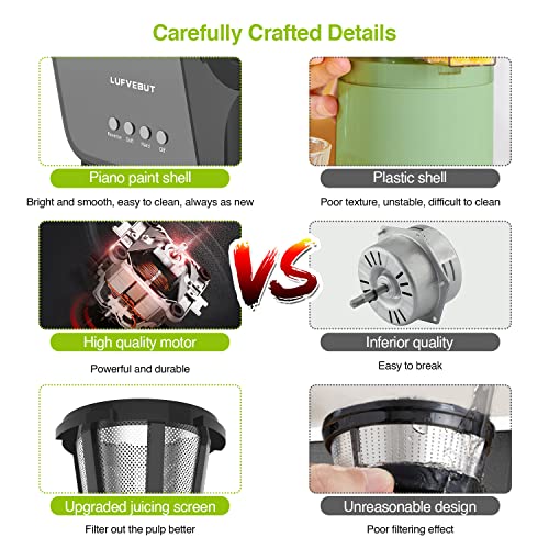 Slow Juicer Machine for Vegetables and Fruits 2021 Cold Press Masticating Juicer Extractor Celery Wheatgrass Leafy Greens Carrot Ginger BPA-Free Easy to Clean Juicer with Quiet Motor Reverse Function