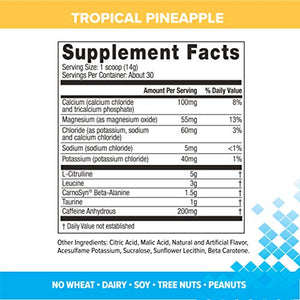 Bodybuilding Signature Pre Workout Powder | CARNOSYN, L-LEUCINE, L-CITRULLINE | Increases Focus, Fuels Performance | Tropical Pineapple, 30 Servings