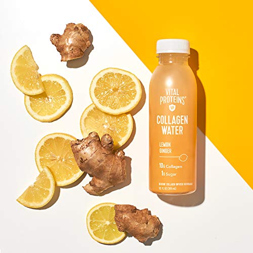 Vital Proteins Collagen Water™, 10g of Collagen per Bottle, Made with Real Fruit Juice, Dairy & Gluten Free - Lemon Ginger, 12 Pack