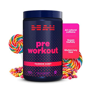 BEAM Be Amazing - Vegan Pre-Workout Powder, All-Natural Caffeine, Gluten-Free Energy Booster Powdered Drink with Adaptogens, No Crash, No Jitters, Rainbow Candy, 40 Scoops