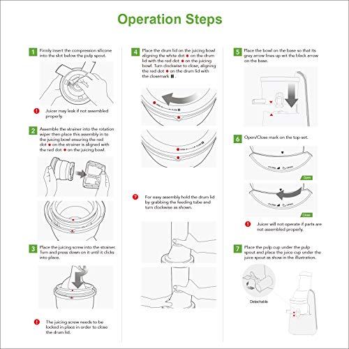 Ventray Slow Press Masticating Juicer Professional Juicer Machine BPA-Free Juice Extractor with Reverse Function,Easy to Clean with Large Feed Chute for High Nutrient Fruit & Vegetable Juice - Red