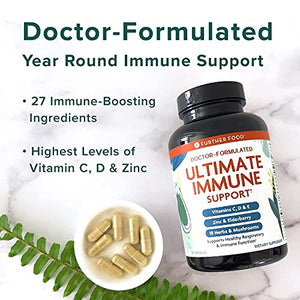 Ultimate Immune Support Vitamin C, D, E and Zinc + Natural Immunity Booster Multivitamin Herbal Supplement Elderberry & Echinacea, Daily Immune Defense & Antioxidant Support.