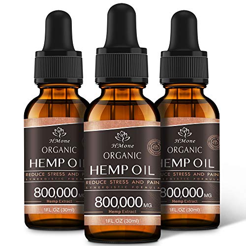 (3Pack) Organic Hemp Oil Extract - 800,000MG Extra Strength - Organically Grown in USA - Non-GMO, Vegan