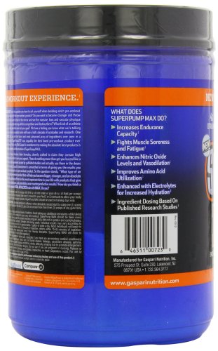 Gaspari Nutrition Super Pump Max, Pre Workout Supplement 40 Servings, Non-Habit-Forming, Sustained Energy & Nitric Oxide Booster Supports Muscle Growth, Recovery & Replenishes Electrolytes, Orange