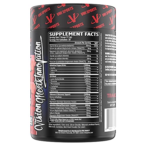 VMI Sports | Aminogex Ultra | BCAA Powder | Amino Acids + Betaine and Glutamine | Amino Acid Post Workout Recovery Drink | Intra Workout Drink with TRAACS Electrolytes | (Red Fruit Candy, 30 Servings)