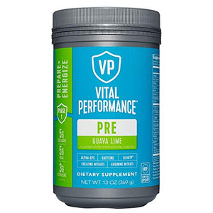 Vital Performance Pre-Workout Powder, NSF for Sport Certified, 5g Vital Proteins Collagen, Low Sugar, 140mg Caffeine, 1.5g Creatine Nitrate, 1.5g Arginine Nitrate, Guava Lime