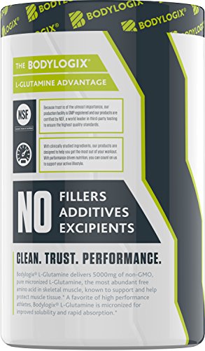 Bodylogix Micronized L-Glutamine Powder, NSF Certified, Unflavored, 300g