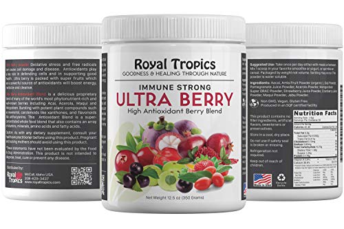 Ultra Berry a Proprietary Blend antioxidant with Acai Acerola Maqui Mangosteen. Potent compounds resveratrol, carotenoids xanthones flavonoids. Super-Concentrated Whole Food.