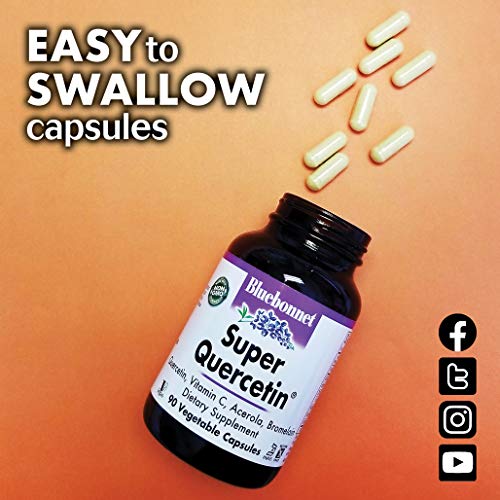 Bluebonnet Nutrition Super Quercetin Vegetable Capsules, Vitamin C Formula, Best for Seasonal & Immune Support, Non GMO, Gluten Free, Soy Free, Milk Free, Kosher, 60 Vegetable Capsules