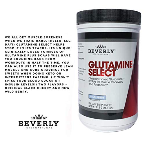 Beverly International Glutamine Select, 60 Servings. Clinically dosed glutamine and BCAA Formula for Lean Muscle and Recovery. Sugar-Free. Great for Keto, Fasting, Weight-Loss Diets.