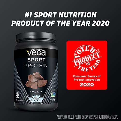 Vega Sport Protein Powder Vanilla (14 servings, 20.4 oz) - Plant-Based Vegan Protein Powder, BCAAs, Amino Acid, tart cherry, Non Dairy, Gluten Free, Non GMO (Packaging May Vary)