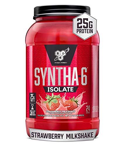 BSN SYNTHA-6 Isolate Protein Powder, Whey Protein Isolate, Milk Protein Isolate, Flavor: Strawberry Milkshake, 24 Servings (Packaging May Vary)