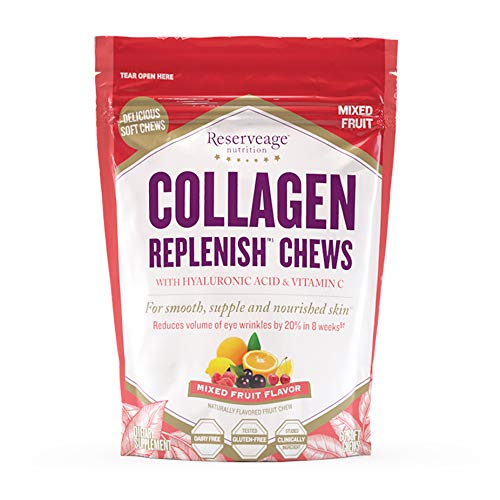 Reserveage, Collagen Replenish Chews, Skin and Nail Supplement, Supports Collagen and Elastin Production, Gluten Free, 60 soft chews (30 servings), 60 Count (Pack of 1)