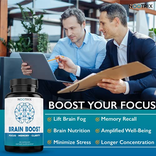 Brain Boost by Nootrix - (2-Pack) 120 Capsules - Premium Nootropic Supplement - Improves Cognitive Function & Memory, Enhances Focus, Boosts Concentration & Provides Clarity for Men and Woman