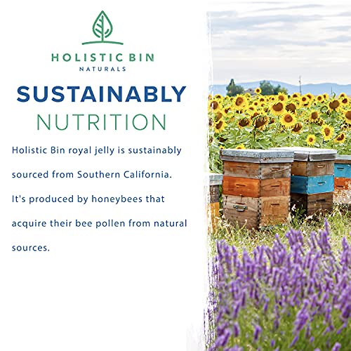 Royal Jelly Powder by Holistic Bin - 3X Concentration (25 Servings) Naturally Sourced from USA | Rich in Proteins (Collagen), Amino Acids, Probiotics, Natural Superfood