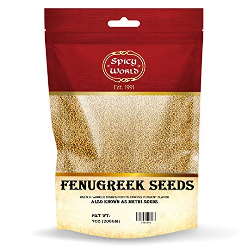 Spicy World Fenugreek Seeds (Methi) 7 Ounce Bag - All Natural & Pure - Resealable Bag
