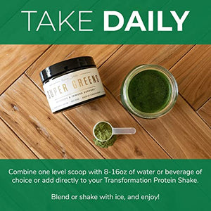 Organic Super Greens Superfood Powder - Immune & Energy Support | Made with Natural Ingredients | Detoxifying & Alkalizing Minerals - Spirulina, Chlorella, Wheatgrass, Spinach, Alfalfa & More (1)