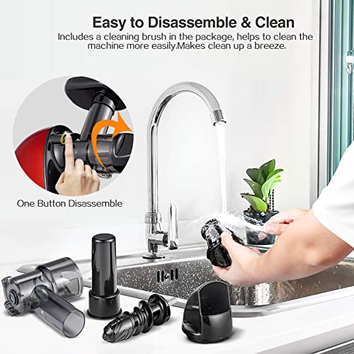 Slow Juicer Extractor, AMZCHEF Slow Masticating Juicer Machines with Quiet Motor, Juice Extractor with Reverse Function, Cold Press Juicer Easy to Clean with Brush for High Nutrient Fruit & Vegetable Juice