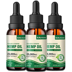 3-Pack Organic Hemp Oil Pain Relief and Inflammation - High Potency Extract for Anxiety Stress Relief Sleep Calm Relax - Extra Sthength CBS CDB Tincture Drops Cbdfx Cbdmd Oil Zero CBD Oil