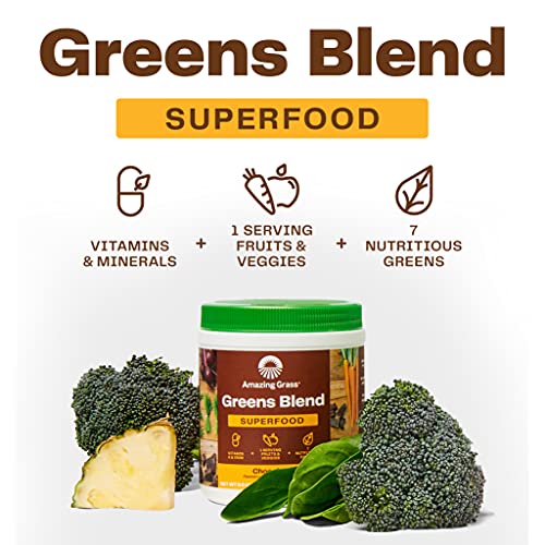 Amazing Grass Greens Blend Superfood: Super Greens Powder with Spirulina, Beet Root Powder, Chlorella, Digestive Enzymes, Prebiotics & Probiotics, Chocolate, 100 Servings (Packaging May Vary)