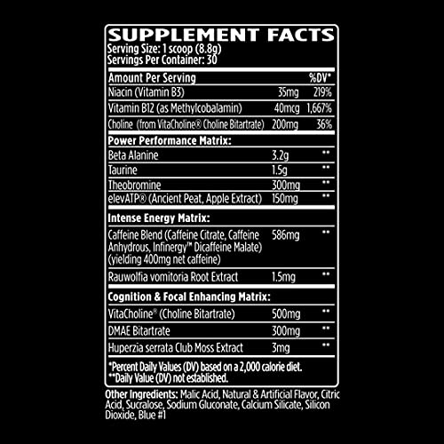 VMI Sports | K-XR Pre-Workout Energy Powder | Intense Energy Pre-Workout Drink for Men and Women | Creatine-Free | Enhanced Focus and Increased Endurance (Blue Raspberry, 30 Servings)