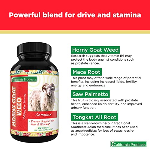 Horny Goat Weed Complex - Male Enhancement Pills and Natural Testosterone Booster for Men Male Performance Pre Workout Supplements Muscle Growth