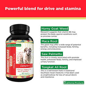 Horny Goat Weed Complex - Male Enhancement Pills and Natural Testosterone Booster for Men Male Performance Pre Workout Supplements Muscle Growth