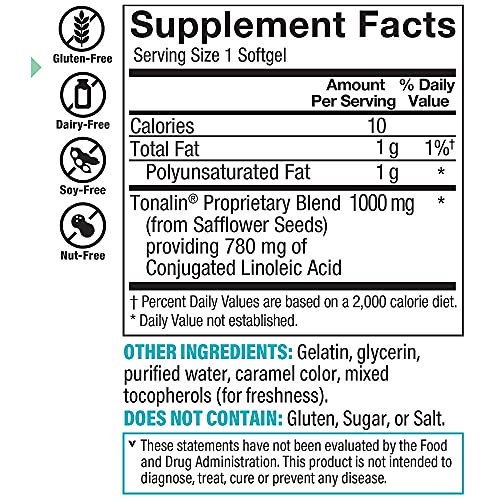 Tonalin CLA Supports Weight Management and Reduction of Body Fat 1000 MG (90 Softgels) by fitfactor