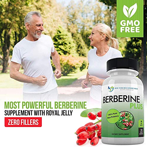 Berberine Plus 1200mg Per Serving - 120 Veggie Capsules Royal Jelly, Supports Glucose Metabolism, Healthy Immune System, Improves Cardiovascular Heart & Gastrointestinal Wellness