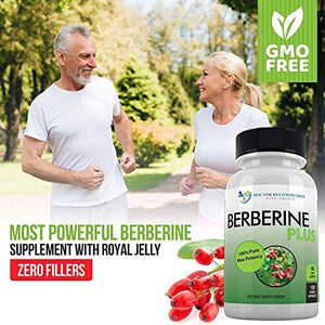 Berberine Plus 1200mg Per Serving - 120 Veggie Capsules Royal Jelly, Supports Glucose Metabolism, Healthy Immune System, Improves Cardiovascular Heart & Gastrointestinal Wellness