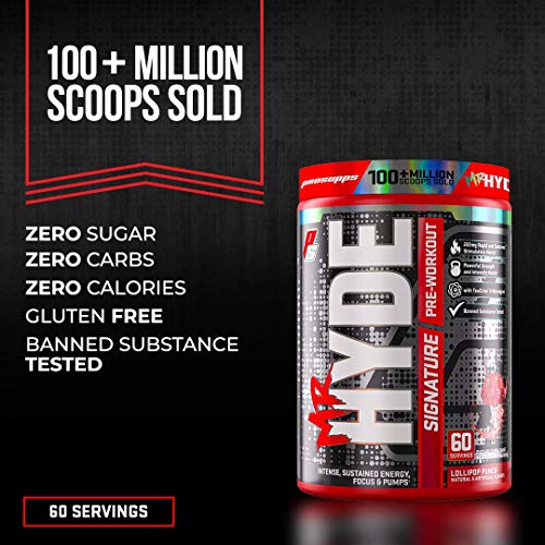 ProSupps Mr. Hyde Signature Series Pre-Workout Energy Drink – Intense Sustained Energy, Focus & Pumps with Beta Alanine, Creatine, Nitrosigine & TeaCrine (60 Servings Lollipop Punch)