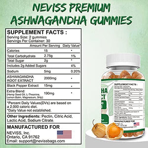 Ashwagandha Gummies, 2000mg Organic Ashwagandha Root Extract Supplement for Men & Women, 120 Count Ashwagandha for Stress & Anxiety Relief, Mood Calm, Relaxation, Adrenal & Immune Support (2pack)