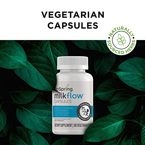 Upspring Milkflow Breastfeeding Supplement Capsules with Fenugreek & Blessed Thistle | Lactation Supplement to Promote Healthy Breast Milk Supply | 100 Capsules