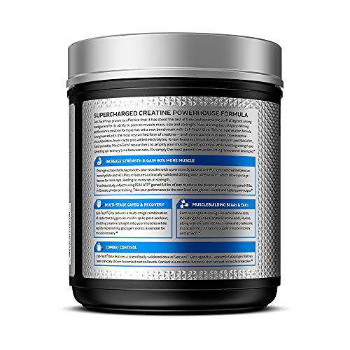 Creatine Powder | MuscleTech Cell-Tech Elite Creatine Powder | Post Workout Recovery Drink | Muscle Builder for Men & Women | Creatine HCl Supplement | ICY Berry Slushie (20 Servings)