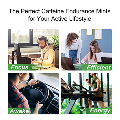 Upvitality Sugar Free Caffeine Mints-100mg Caffeine & Vitamin B Caffeine Gum, Boost Energy and Focus & Stay Awake Energy Gum,1 Mint Replaces 1 Coffee, Caffeine Candy & Gummies, Chews.(4 Pack,60 Mints)