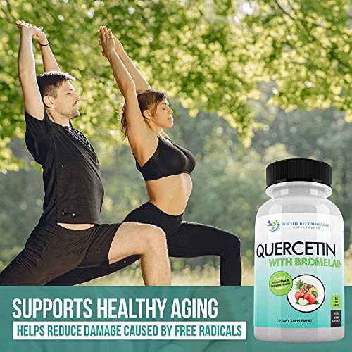 Quercetin 800mg w/Bromelain 165mg Per Serving- 120 Veggie Capsules-Full 60 Day Supply, Vitamin Supplement to Support Cardiovascular Health & Bioflavonoids, Gluten Free, Non-GMO (Pack of 2)