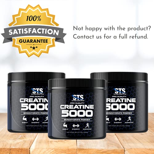 STS Creatine 300 Grams - 100% Pure Micronized Creatine Monohydrate Powder, Unflavored, Keto Friendly - 60 Servings