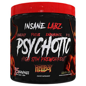 Insane Labz Hellboy Edition, High Stimulant Pre Workout Powder and NO Booster with Beta Alanine, L Citrulline, and Caffeine, Boosts Focus, Energy, Endurance, Nitric Oxide Levels, 35 Srvgs (Lemonade)