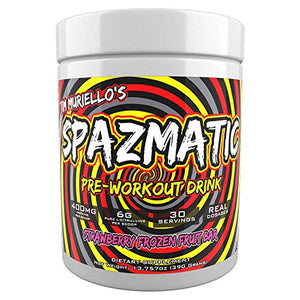 Tim Muriello's Spazmatic Preworkout (Strawberry) - 400mgs Caffeine - 6 Grams Pure Citrulline for Muscle Pumps- Fast Acting Focus - 30 Full Servings - All-In-1-Scoop Formula