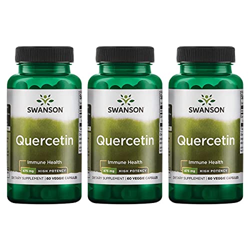 Swanson High Potency Quercetin - Promotes Immune Health Support and Helps Protect Blood Vessels - Supports Cholesterol Levels Already Within The Normal Range - (60 Veggie Capsules, 475mg Each) 3 Pack