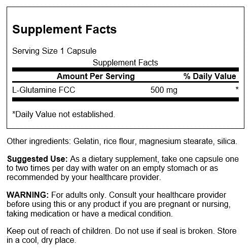 Swanson Amino Acid L-Glutamine 500 Milligrams 200 Capsules 2 Bottles