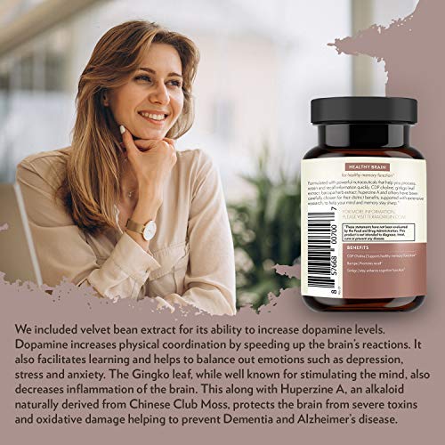 Terra Origin, Healthy Brain Supplement, Capsules, 30 Servings, with CDP Choline, Ginkgo Biloba Extract, and Bacopa - for Healthy Mind, Improves Memory, Recall and Function