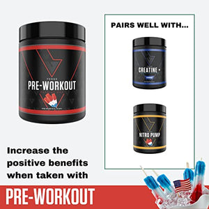 Vedge Nutrition Patriot Pop Pre- Workout | Vegan Pre-Workout | Dairy Free, Soy Free, Non-GMO | Long Lasting Energy, No Crash | Caffeine, Citrulline Malate, Nitric Oxide Booster | 40 Servings