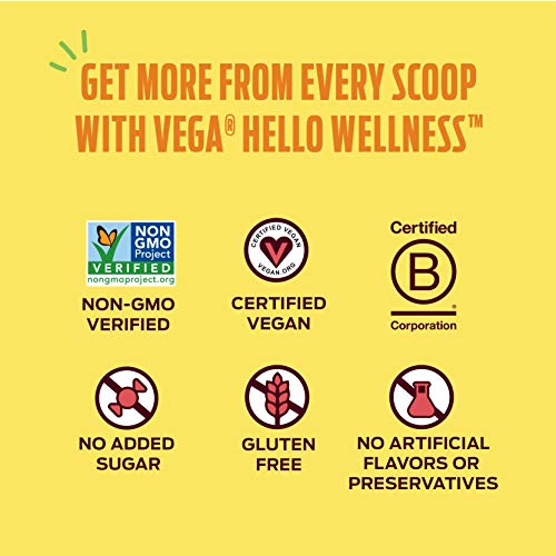 Vega Hello Wellness Spring in Your Step Blender Free Smoothie 14 Servings oz Plant Based Vegan Protein Powder 100mg Caffeine Vitamin D, Energy - Vanilla Cappuccino, 13.8 Ounce