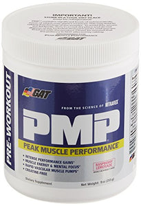 GAT PMP (Peak Muscle Performance), Next Generation Pre Workout Powder for Intense Performance Gains, Raspberry Lemonade, 30 Servings, 9 Ounce