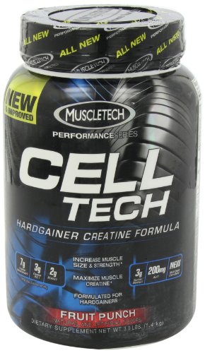 Creatine Monohydrate Powder | MuscleTech Cell-Tech Creatine Powder | Post Workout Recovery Drink | Muscle Builder for Men & Women | Muscle Building Creatine Supplements | Fruit Punch, 3 lbs (28 Serv)